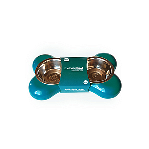 קערת האכלה כפולה בצורת עצם - צבע טורקיז - THE BONE DOUBLE BOWL CHIEN - מבית וופי קערת האכלה כפולה בצורת עצם - צבע טורקיז - THE BONE DOUBLE BOWL CHIEN - מבית וופי