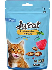 חטיף LaCat לחתולים כריות קראנצ'יות טונה עם קטניפ 50 גרם חטיף LaCat לחתולים כריות קראנצ'יות טונה עם קטניפ 50 גרם