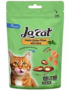 חטיף LaCat לחתולים כריות קראנצ`יות עוף עם קטניפ 50 גרם חטיף LaCat לחתולים כריות קראנצ`יות עוף עם קטניפ 50 גרם