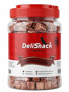 חטיף DeliSnack לכלב קוביות בקר בצנצנת 400 גרם חטיף DeliSnack לכלב קוביות בקר בצנצנת 400 גרם